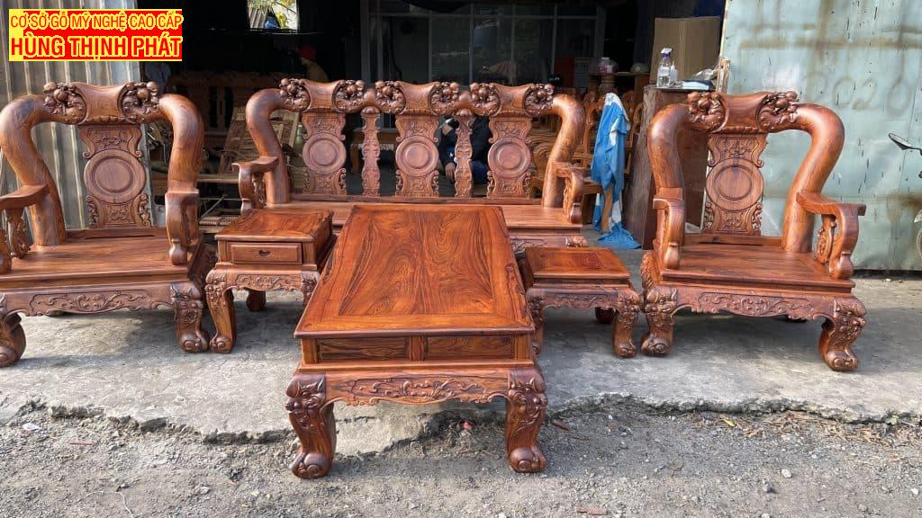 BÀN GHẾ PHÒNG KHÁCH GỖ CẨM LAI TAY 14 BGCL 004
