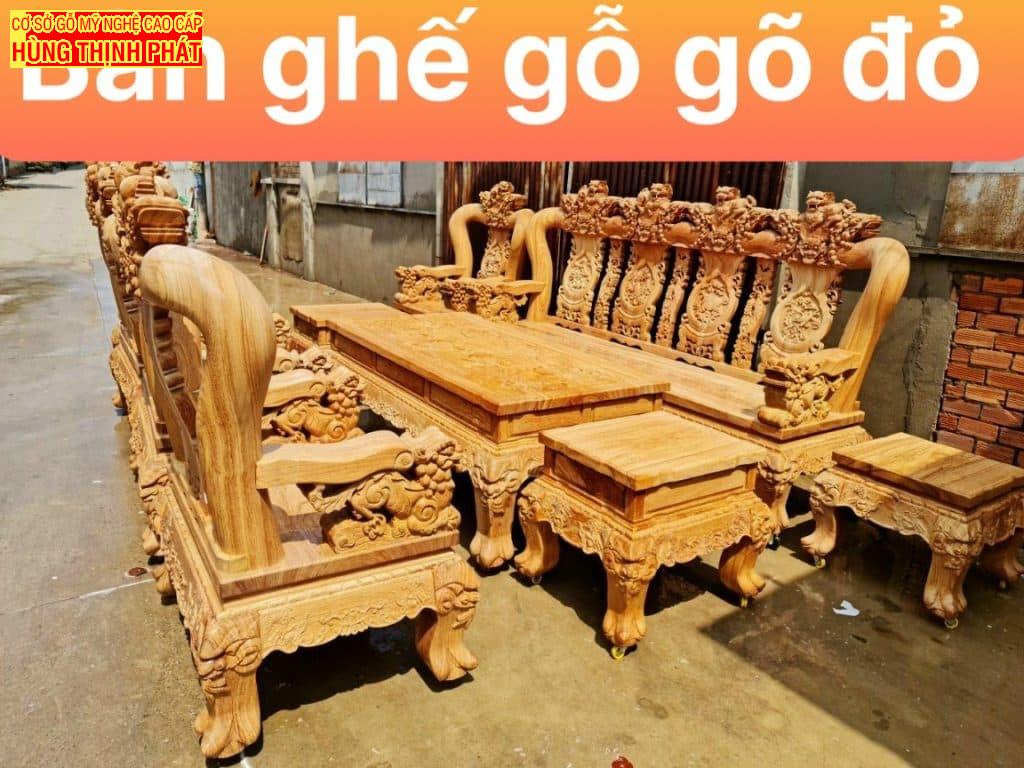 BÀN GHẾ PHÒNG KHÁCH GỖ GÕ ĐỎ TAY 16 BGGĐ 008