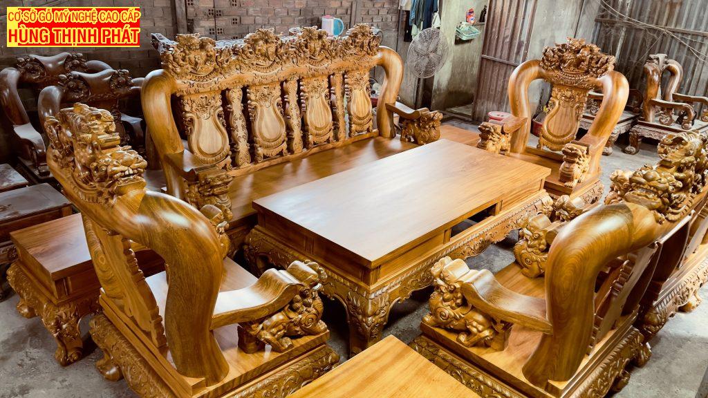 BÀN GHẾ GÕ ĐỎ TAY 20 10 MÓN