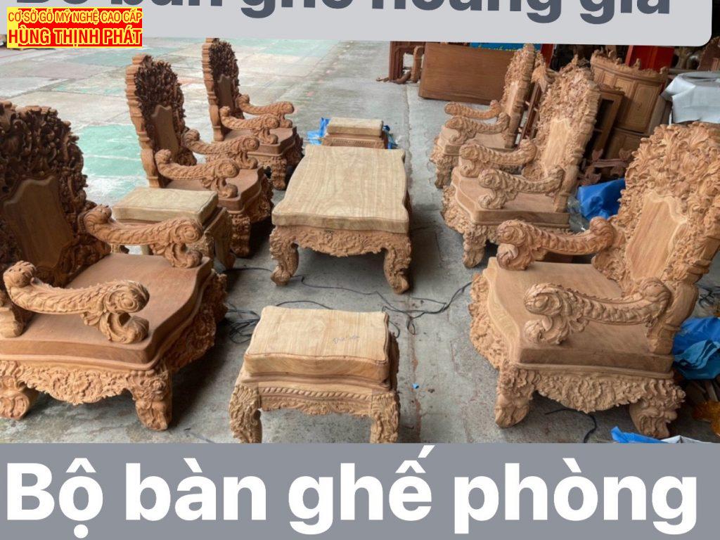 Bộ Bàn Ghế Hoàng Gia Louis gỗ Gõ Đỏ