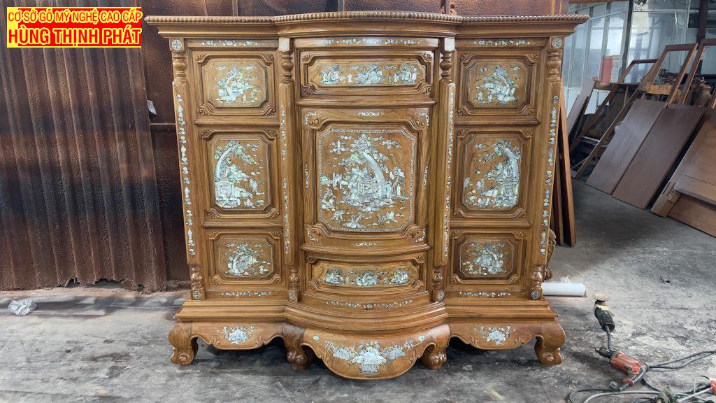 TỦ THỜ BỤNG PHỆ GỖ GÕ ĐỎ CẨN ỐC XÀ CỪ