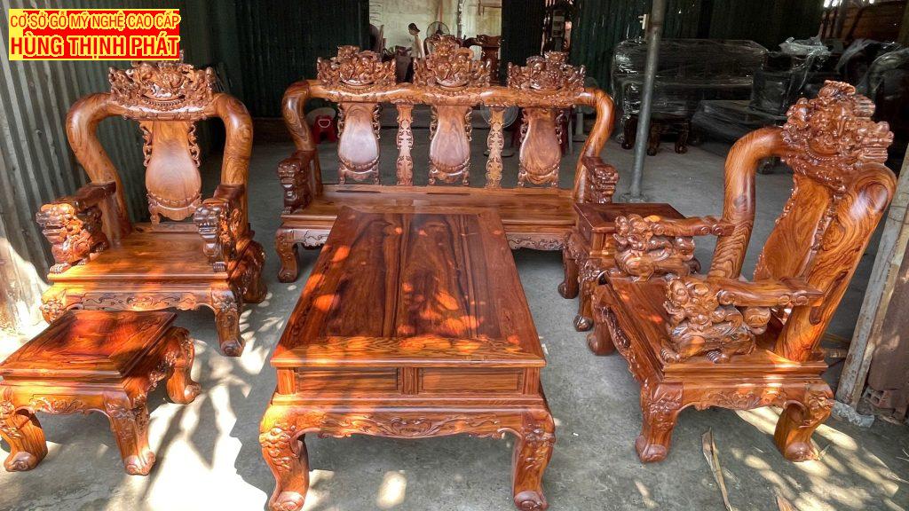 Bàn Ghế Phòng Khách Tay 12 Gỗ Cẩm Lai – Chuẩn Cho Không Gian 15-20m²