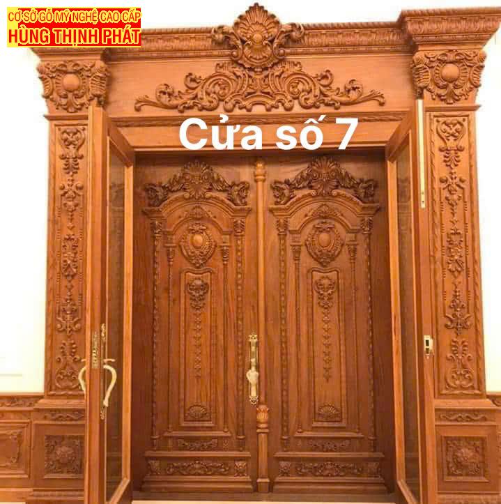 Đồ Gỗ Hùng Thịnh Phát: Thiết Kế & Thi Công Cửa Gỗ Gõ Đỏ Tân Cổ Điển Đẳng Cấp