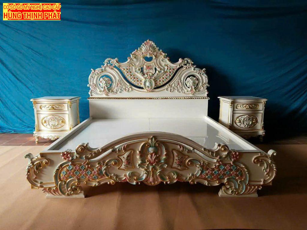 Đồ Gỗ Hùng Thịnh Phát: Bộ Nội Thất Phòng Ngủ Tân Cổ Điển Sơn Trắng